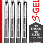 Sharpie S-Gel Pens, Sleek Metal Barrel, Gunmetal, Medium Point (0.7mm), Black Gel Ink, 4 Count