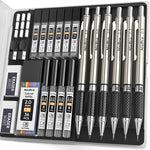 Nicpro 0.7 mm Art Mechanical Pencil Set in Storage Case, 3 PCS Metal Drafting Pencil Lead Pencil with 6 Tube HB Lead Refills, 3 Erasers, 9 PCS Eraser Refills for Artist Writing, Drawing, Sketching