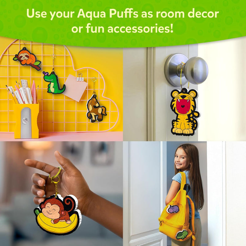 Skillmatics Aqua Puffs Animals, Art & Craft, Paint by Number, Gift for Kids | DIY Puffy Keychains, Screen-Free, Mess-Free Activity, Travel & Creative Kit for Girls & Boys Ages 4, 5, 6, 7, 8, 9, 10