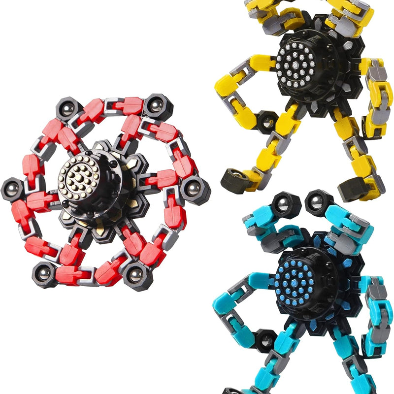 Gokeey Transformable Fidget Spinners - Eco-Friendly ABS Plastic, 4 Colors, Finger Gyros, Stress Relief Toys for Kids & Adults
