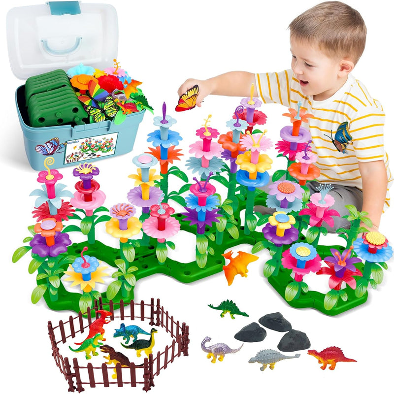 156 PCS Insect Flower Garden Building Educational STEM Learning Pretend Play Gardening Set for 2-6 Year Old Toddlers Girls Boys