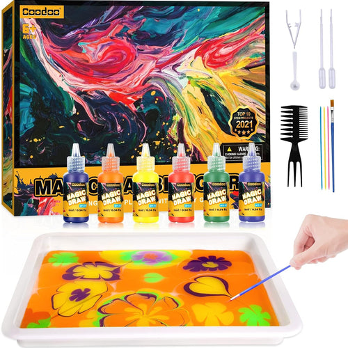 Water Marbling Paint for Kids - Arts and Crafts for Girls Boys Ideal Gifts | Arts and Crafts for Kids ages 6-12, Creative Art Supplies, Birthday Gifts,Educational STEM Toys, Marbling Paint Kit, Fun