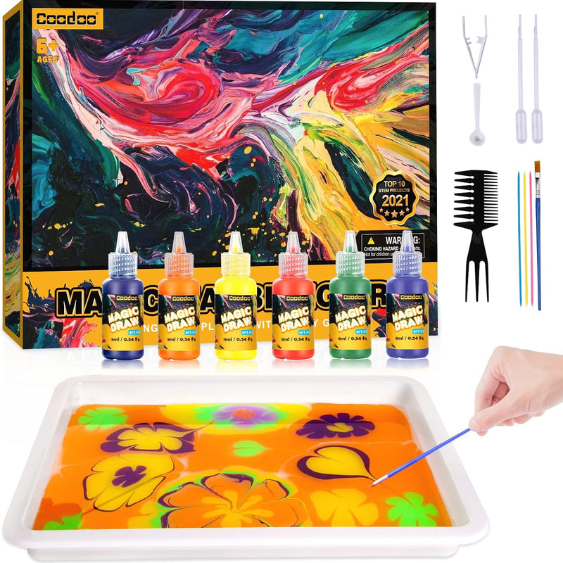 Water Marbling Paint for Kids - Arts and Crafts for Girls Boys Ideal Gifts | Arts and Crafts for Kids ages 6-12, Creative Art Supplies, Birthday Gifts,Educational STEM Toys, Marbling Paint Kit, Fun