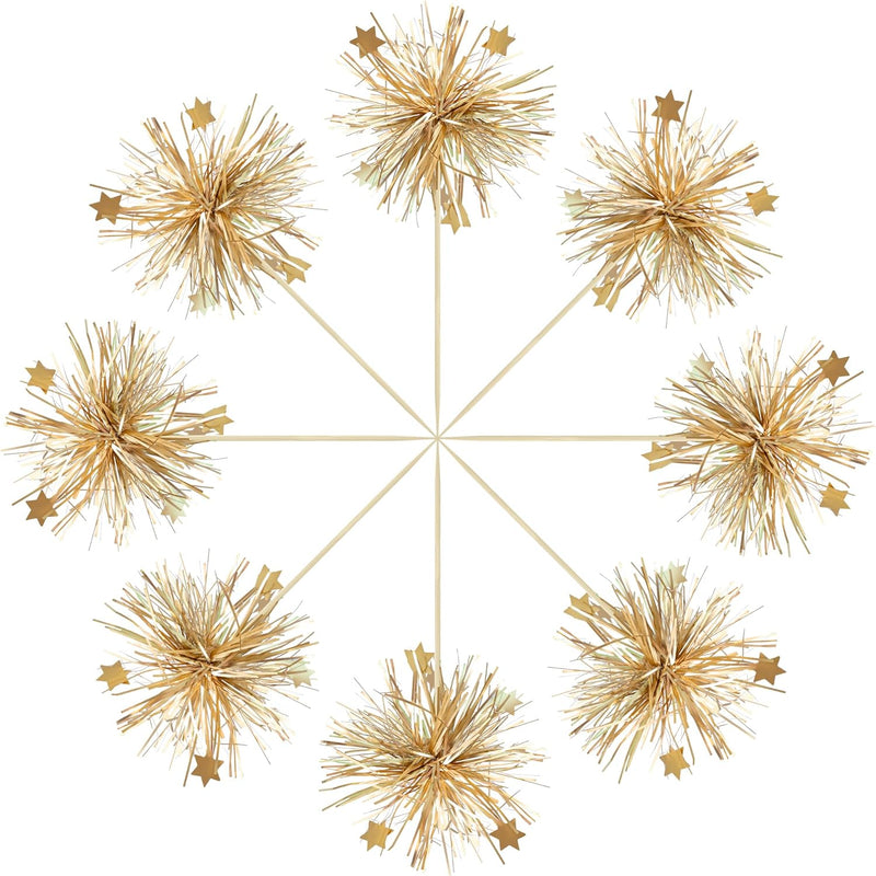 30Pcs Foil Firework Cupcake Toppers: Premium Decorations for Birthdays, Parties & Desserts