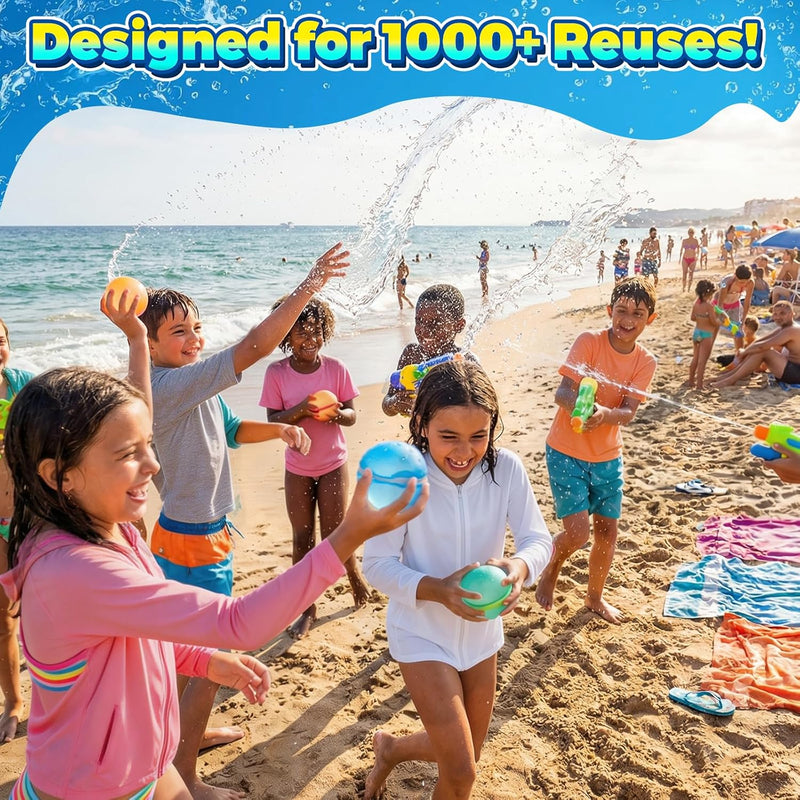 12 Pcs Reusable Water Balloons, Self-Sealing Refillable Water Balls, Pool Toys for Kids Ages 4-14, Pool Beach & Outdoor Water Ballons