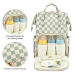 Baby Diaper Bag Backpack for Mom, Large Capacity Travel Nappy Bag for Boys & Girls with Stroller Straps (Corduroy Checkered Green)