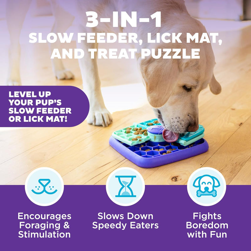 Outward Hound by Nina Ottosson Lick N’ Flip Level 1 Dog Puzzle Toy, Lick Mat & Slow Feeder – Non-Slip Base Beginner Enrichment for Small & Medium Dogs, Holds 1 Cup Wet or Dry Food, 7.4" x 7.4"