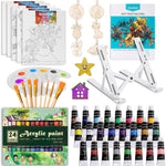 koseibal Acrylic Paint Set for Kids & Adults, Art Supplies Kit with Canvas | Acrylic Painting Supplies Kit Features 18 Vibrant Colors, 5 Canvas panels, 8 Art brushes, Drawing Pad