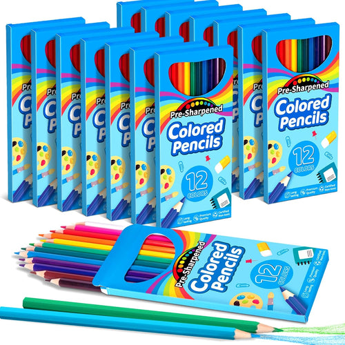 V-Opitos 168 Count Colored Pencils for Kids, 14 Pack Bulk Colored Pencils, 12 Colors Pre-Sharpened Coloring Pencils, Teacher Supplies, Classroom Prizes, Back to School Supplies, Kids Party Favors