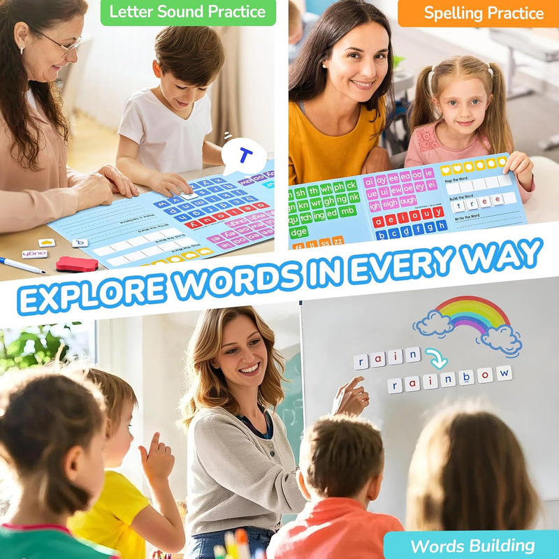 JoyCat 265 Phonics Magnetic Letter Tiles- Hooked on Phonics, ABC Reading Games Set with Word-Building Folder & Storage Case, Letter Sound Alphabet Letters, Preschool Pre k Classroom Materials