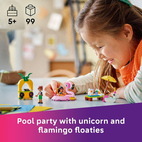 LEGO Friends Unicorn & Flamingo Pool Party Pretend Play Building Toy