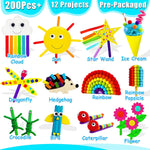 MHMYDIS First Craft Kit for Kids - 12 in 1 No Mess Creative Arts and Crafts kit for Kids Ages 4-8 - Toddler Crafts Kit Supplies - Gifts for Girls and Boys 3 4 5 6 7 8 Year Old (Rainbow)