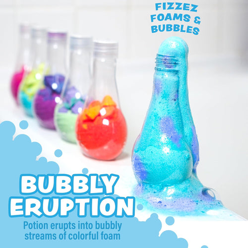 Tub Works Kids Nontoxic Bath Bomb Potions, Variety 6 Pack, Fizzes, Foams & Bubbles with Colorful Eruption, Interactive Bath Toys for Toddler Science Fun