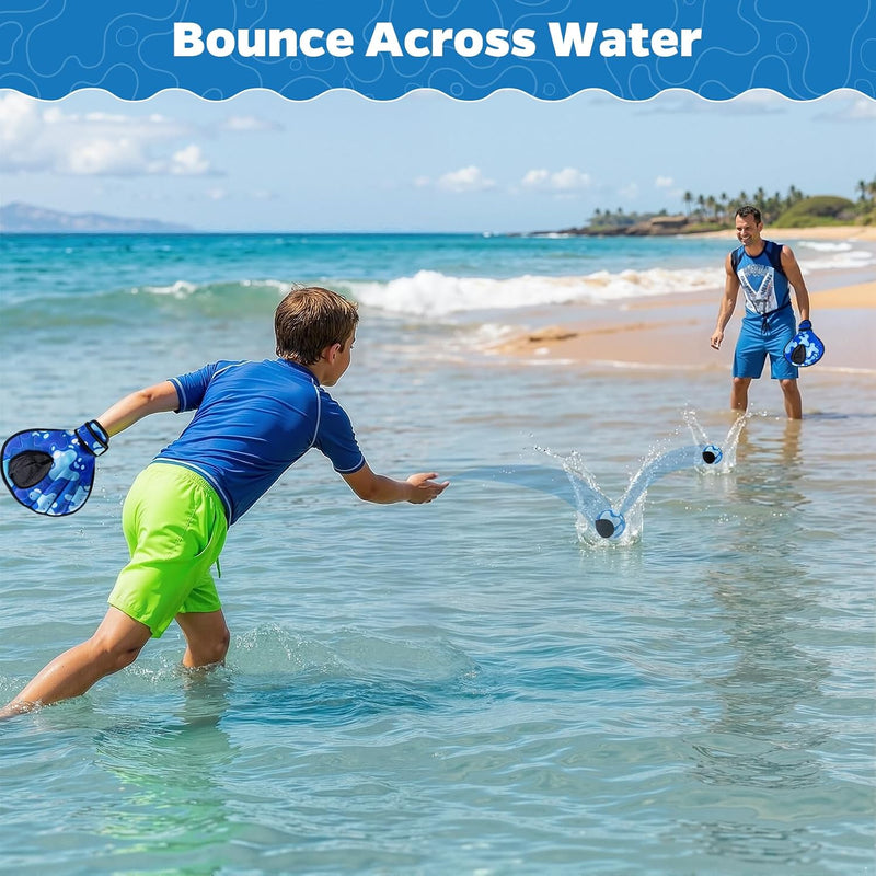 Ayeboovi Water Baseball Gloves Bouncing Ball Set, Toys for Pool Beach Lake | 2 Baseball Style Glove for Catch Skipping Ball, Games for Kids Age 8-12, Adult, Teen, Family, Birthday Gift for Boys Girls