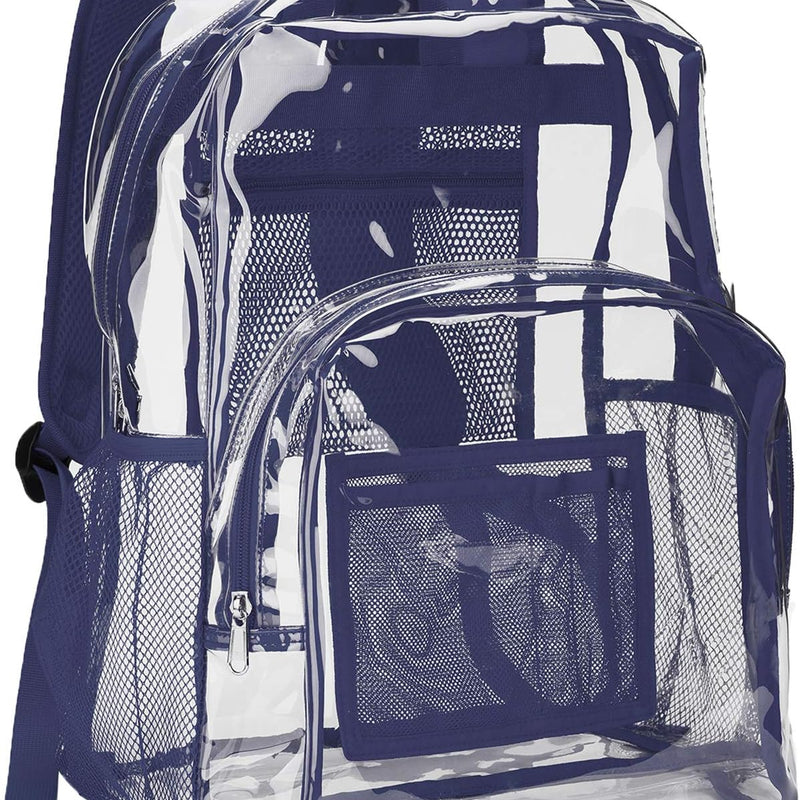 Vorspack Clear Backpack Heavy Duty PVC Transparent Backpack with Reinforced Strap Stitches & Large Capacity for College Workplace Security - Black