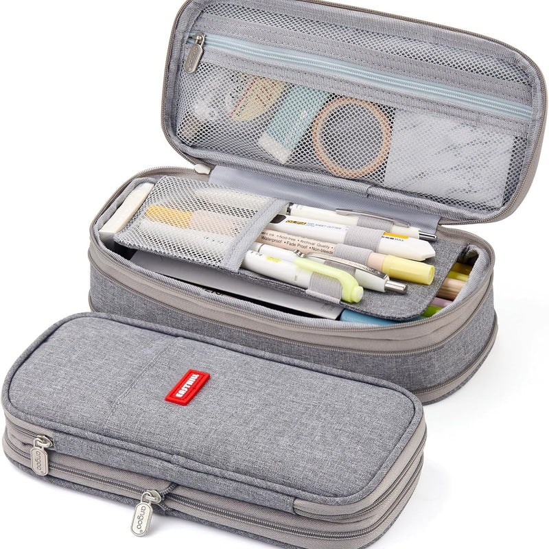 EASTHILL Big Capacity Pencil Pen Case Office College School Large Storage High Capacity Bag Pouch Holder Box Organizer Blue (Pink)