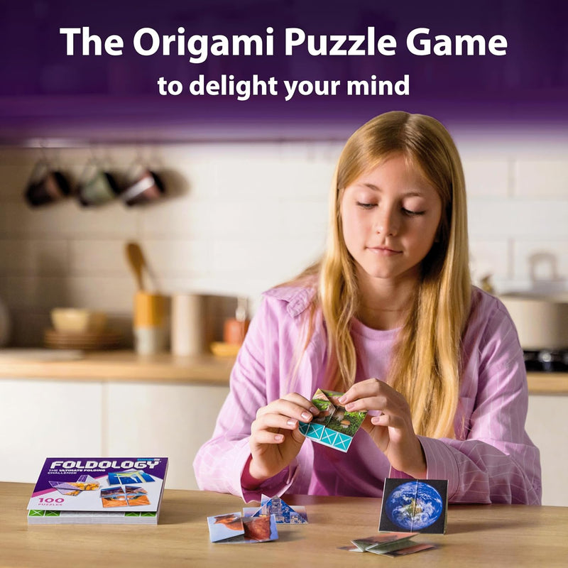 FOLDOLOGY origami puzzle game for tweens, teens, and adults, travel game, STEM toy, 100 puzzles, 50+ hours of fun.