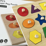Dailyfunn Montessori Wooden Shape Peg Puzzles for 12-18-24 months, BPA-Free, Non-Toxic Paint