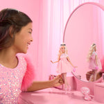 Barbie Deluxe Style Doll #3 in Barbiecore Outfit, Blond Hair in Top Knot, Pink Pastel Dress with Oversized Bow and Accessories Like Mesh Tights​​​