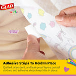 Glad for Kids Disposable Paper Bibs with Crumb Catcher, Unicorns, 30 Count | Absorbent, leakproof design for mess-free feeding at meals, crafts, parties, and travel