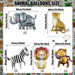 Jungle Safari Animals Balloons: Vibrant Foil Balloons for Kids' Wild One Zoo Birthday Party Decor