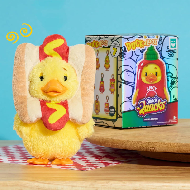 HAPPY HAUL Duckalooz Snack Quack Clip-On Plush Duck Assortment, Plush Duck Clip-On Blind Box Collectible Toy with Removable Costume, 5-Inch Stuffed Toy, Short-Run Drop, Ages 8 and up