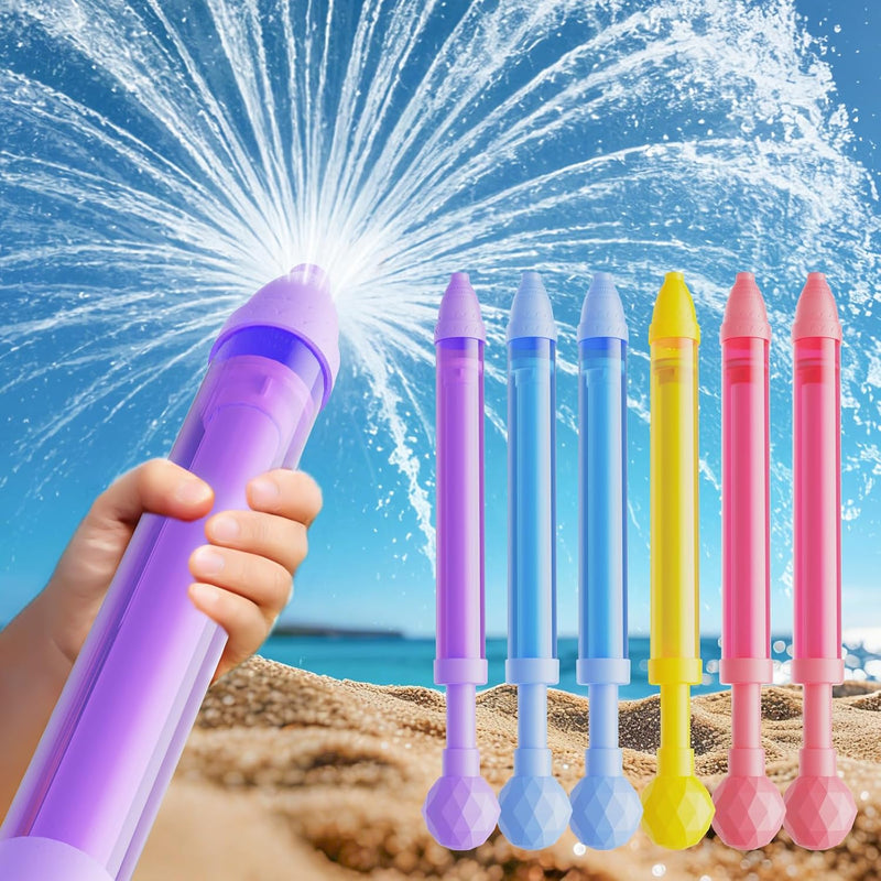 Water Gun Wide Spray Spray Squirt Gun Toy for Kids Adults 6 Pack | Sparkle Burst Squirter Gun Bulk for Kids Ages 4-12, Water Shooters for Pool, Swimming Beach Backyard Outdoor Party Favors