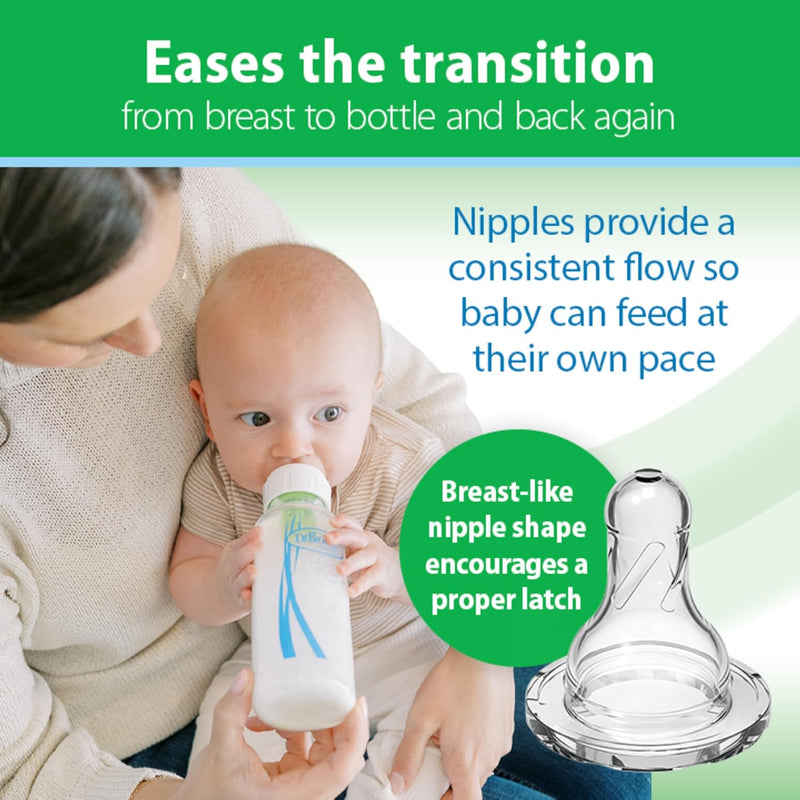 Dr. Brown's Anti-Colic Options+ Narrow Glass Baby Bottle with Level 1 Slow Flow Nipple, BPA-Free, 4 oz/120mL, 4-Pack