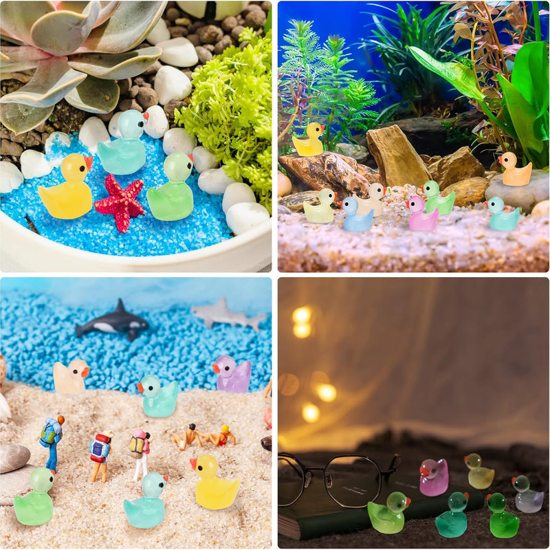 CRTWDMAN 240Pcs Luminous Mini Resin Ducks,Tiny Duck Glow in The Dark,Little Ducks,Small Ducks to Hide,Miniature Figures for Party Favor