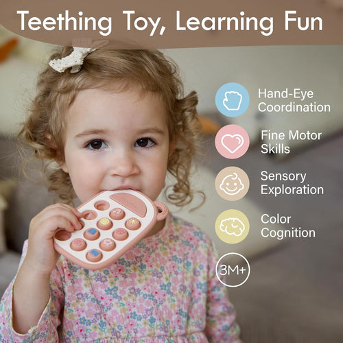 Moonkie Silicone Teething Toy: Smartphone-Inspired Fidget for Baby Girls 3 Months+