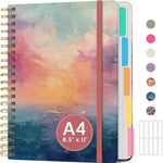 Large Spiral Lined Notebooks for Work with Removable Dividers & Tabs, 8.5"x11" Pretty Hardcover 5 Subject Notebook Journal for Women, College Ruled, Perfect for Study & Office Organization, 280 Pages,Wildflowers