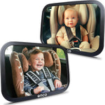 Baby Car Mirror for Rear Facing Seats (2 Pack) | Double award-winning, shatterproof and shakeproof baby car mirror with 360° rotation and clear convex view for newborn safety