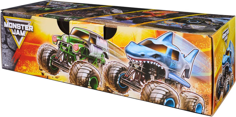 Official 1:64 scale Monster Jam, All Stars 4-pack with Grave Digger, Megalodon, Dalmatian and El Toro Loco for kids aged 3 and up