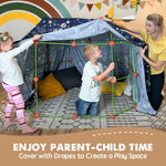 130-Piece Building Kit for Kids Ages 5-12, Indoor and Outdoor Fort Building with Storage Bag and 86 Rods and 44 Balls