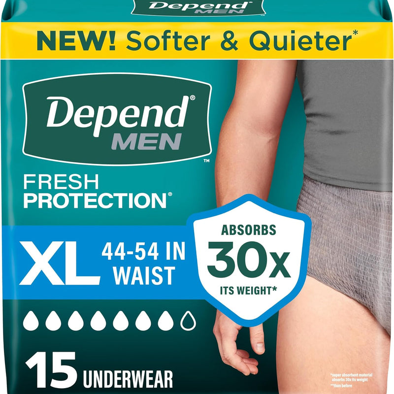 Depend Fresh Protection Adult Diapers for Men, S/M, 32 Count