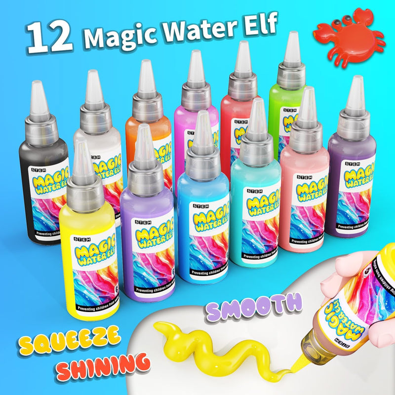 Magic Water Toy Elf Kit: 12 Color Gels, Shape Molds, STEM Aqua Crafts for Kids 3+
