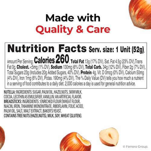 Nutella & GO! Chocolate Hazelnut Spread with Cocoa + Breadsticks, 10 Snack Packs, 1.8 oz Each