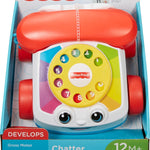 Fisher-Price Toddler Pull Toy Chatter Telephone with Rotary Dial and Wheels for Walking Play Ages 1+ years