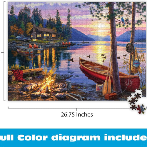Buffalo Games 1000-piece Canoe Lake Jigsaw Puzzle with Darrell Bush Artwork - Made in USA