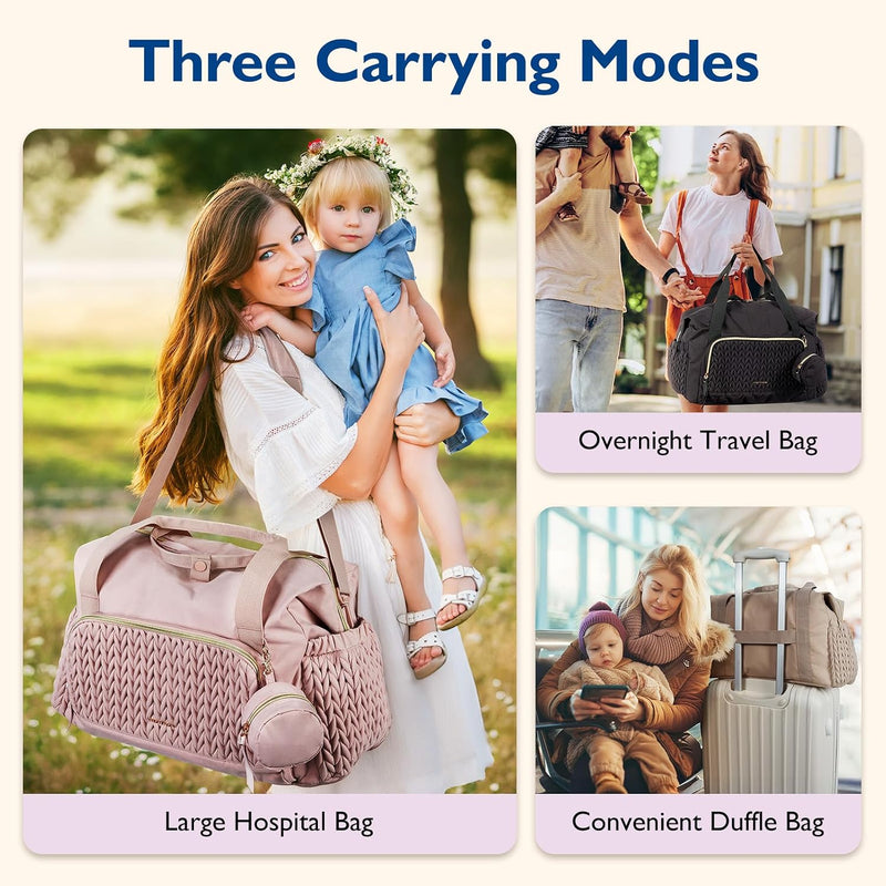 mommore Diaper Bag Tote Large Travel Baby Bag with Pacifier Case | Portable Changing Pad, Insulated Pocket & Stroller Strap, Baby Essentials Maternity Bag , Hospital Bag for Labor Delivery