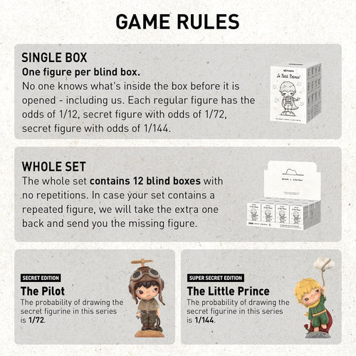 POP MART Hirono× Le Petit Prince Series Figures, Blind Box Figures, Random Design Action Figures Collectible Toys Home Decorations, Holiday Birthday Gifts, Single Box