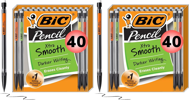 BIC Xtra Smooth Mechanical Pencil with 0.7 mm Medium Point ,Refillable and Retractable, School Supplies for Students and Teachers, 40-Count Pack