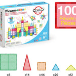 PicassoTiles 100 Piece Set Clear Magnetic 3D Blocks for Kids Creativity Building Playboards Educational