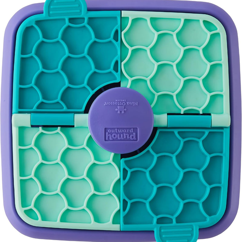 Outward Hound by Nina Ottosson Lick N’ Flip Level 1 Dog Puzzle Toy, Lick Mat & Slow Feeder – Non-Slip Base Beginner Enrichment for Small & Medium Dogs, Holds 1 Cup Wet or Dry Food, 7.4" x 7.4"