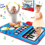 Baby 1-2 Years Music Mat: 2 in 1 Piano Drum Play Mat for Infant Music Toy 1-3 Year Old Boys Girls
