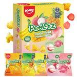 AMOS Peelerz Exotic Fruit Peelable Gummy Candy – 5 Fruit Flavors (Mango, Peach, Banana, Pineapple, Lychee), 8.47oz (240g), Individually Wrapped