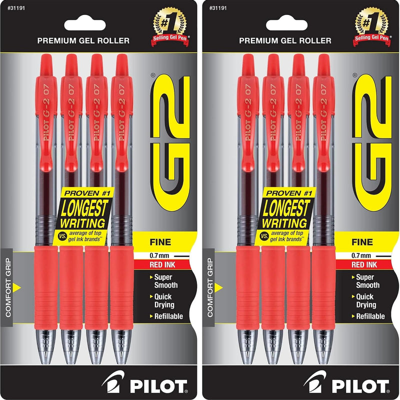 Pilot G2 Pens, Premium Refillable and Retractable Rolling Ball Gel Pens, Fine Point, 0.7mm, Black Ink, 4-Pack