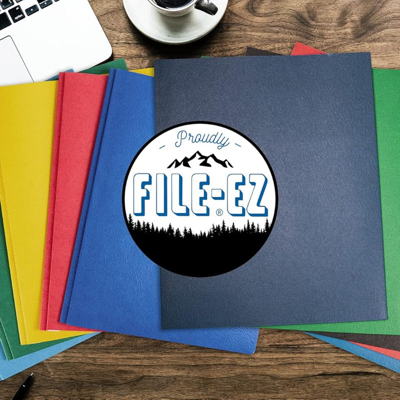 FILE-EZ Two-Pocket Folders, Navy Dark Blue, 25-Pack, Textured Paper, Letter Size (EZ-32523)