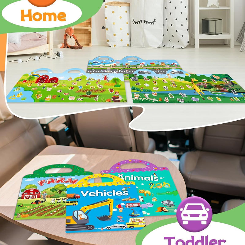 Walenced Reusable Sticker Book for Toddlers, Stickers for Kids, Toddler Toy | Toddler Craft Activities, Toddler Travel Toys, Boy Girl Birthday Gifts, Airplane Travel & Road Trip Essentials Kids