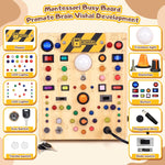 Montessori Toy: 19-Switch Busy Board with LED Lights, Sensory Exploration for Toddlers 1-3 Years
